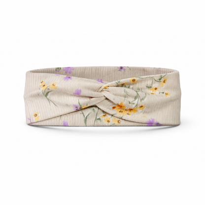 Spring Flowers on Ivory Twist Headband