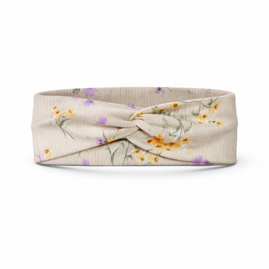 Spring Flowers on Ivory Twist Headband