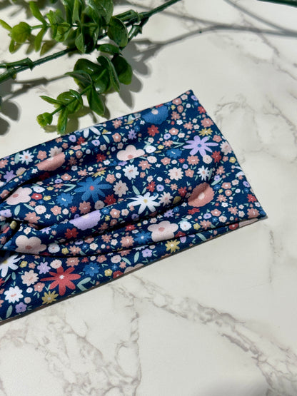 Flowers on Navy Twist Headband