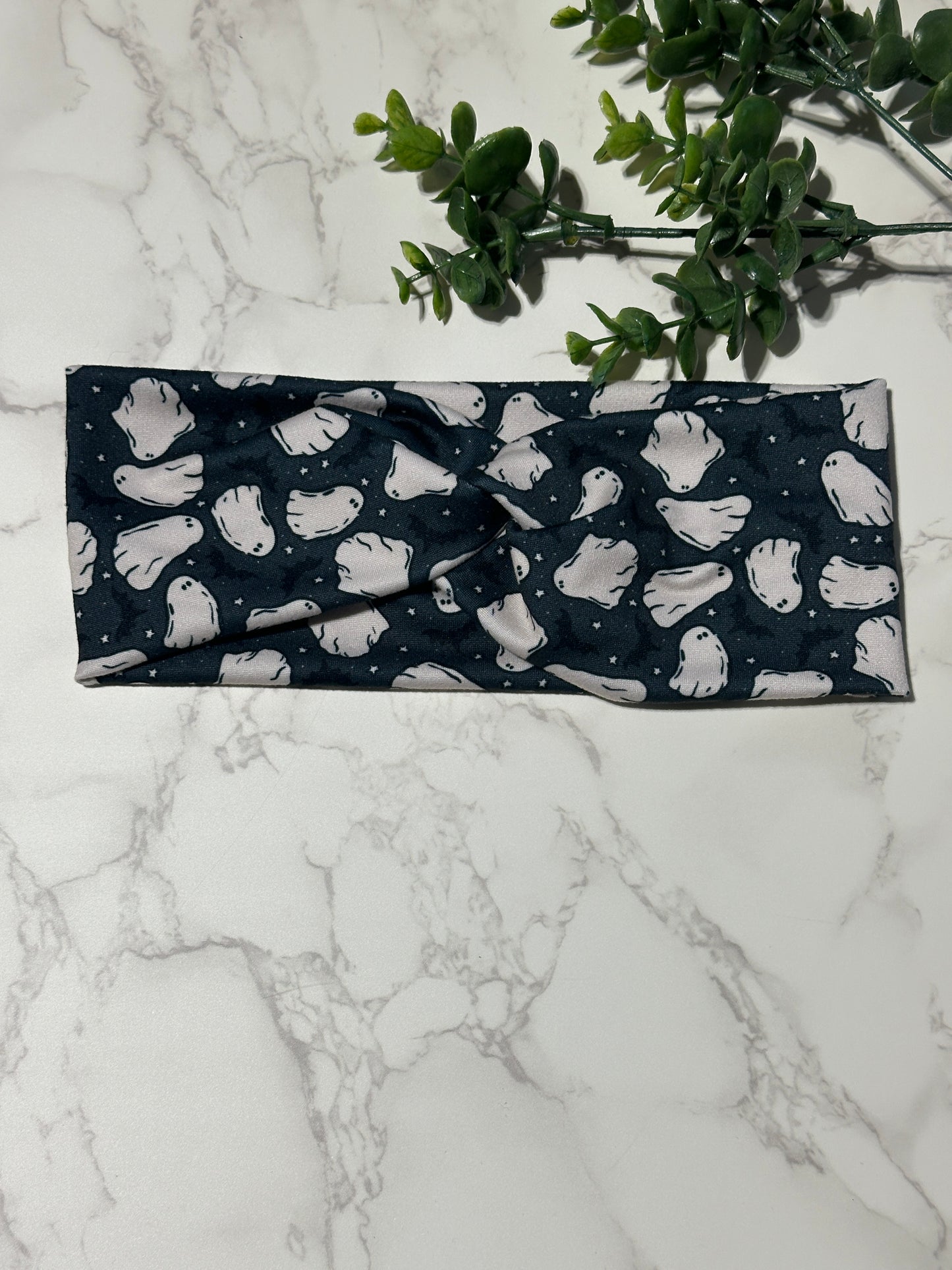 Ghosts on Black Twist Headband