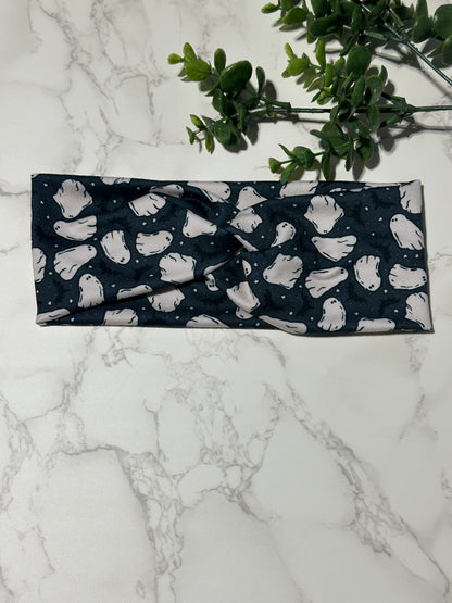 Ghosts on Black Twist Headband