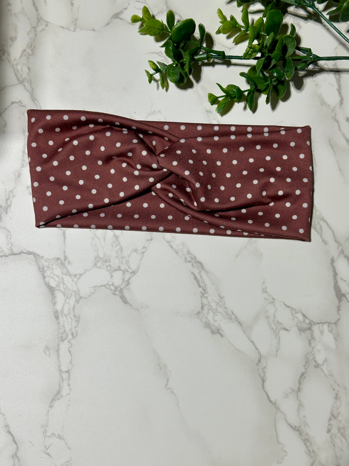 Maroon Polka Dots Twist Headband