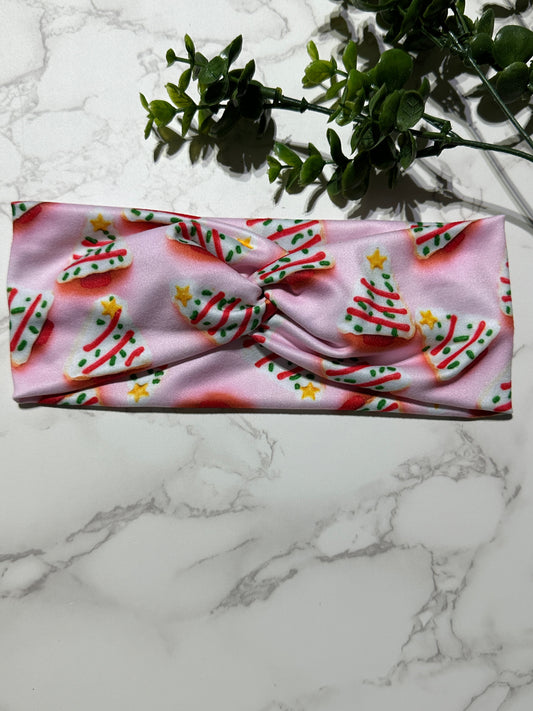 Pink Christmas Cake Twist Headband