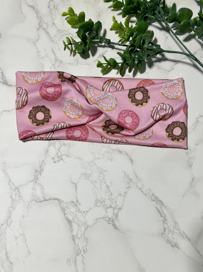 Donuts on Pink Twist Headband