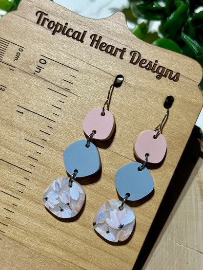 Triple Layer Muted Pastel Acrylic Earrings
