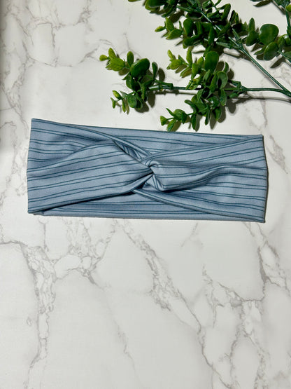 Scribble Stripes Harbor Blue Twist Headband