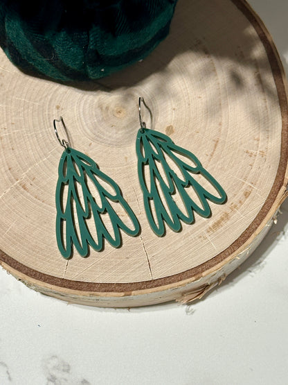 Sage Green Hand Drawn Tree Earrings