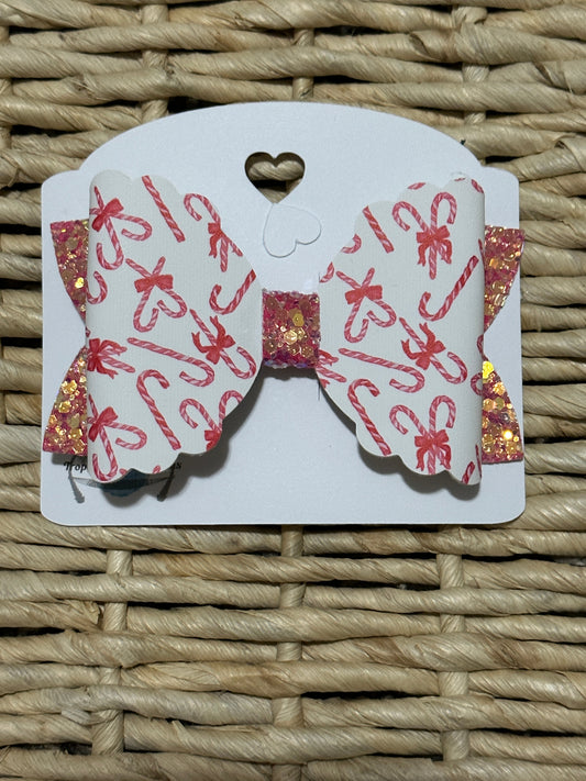 Red candy cane hair bow