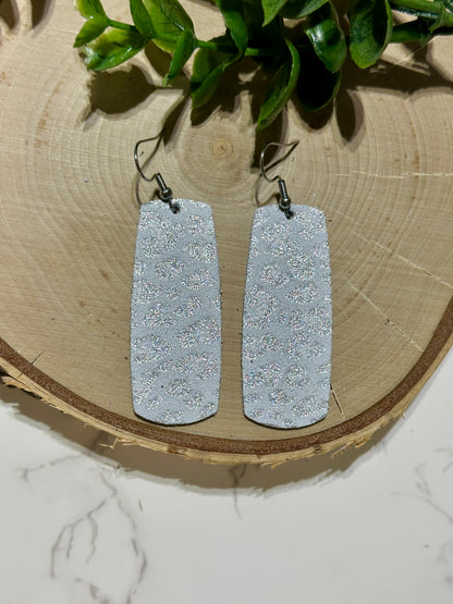 Bar Earrings - Silver Metallic Leopard