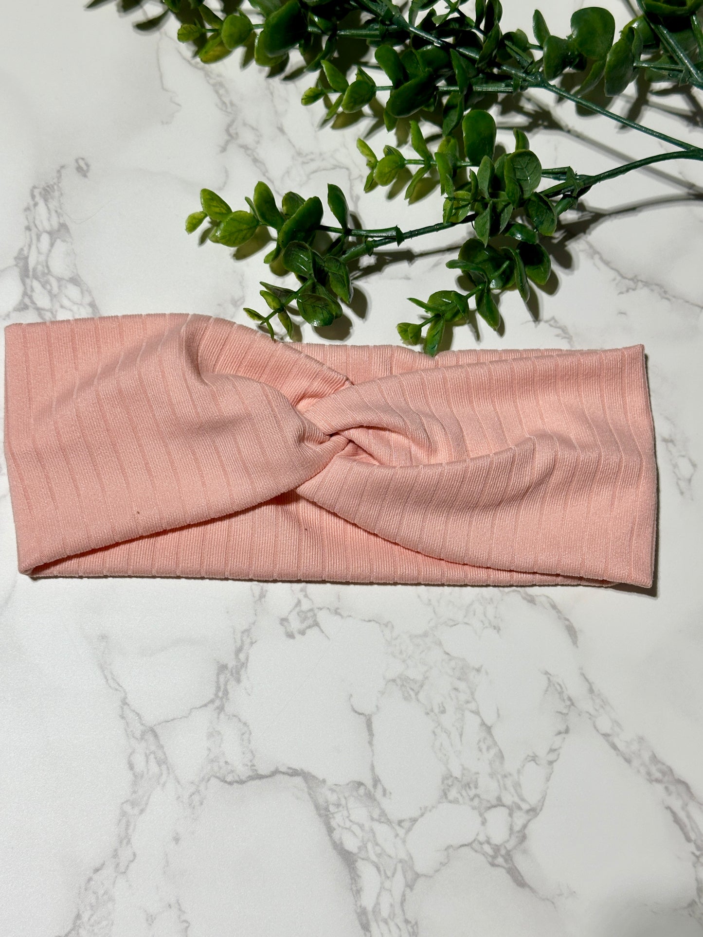 Solid Peach Ribbed Twist Headband