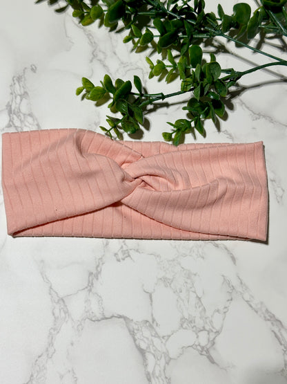 Solid Peach Ribbed Twist Headband
