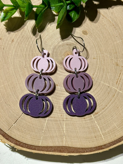 Triple Layer Muted Purple Pumpkins Acrylic Earrings