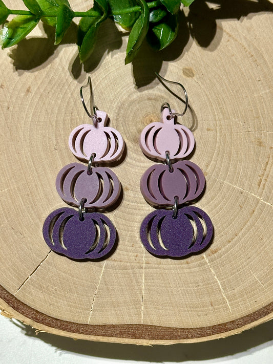 Triple Layer Muted Purple Pumpkins Acrylic Earrings