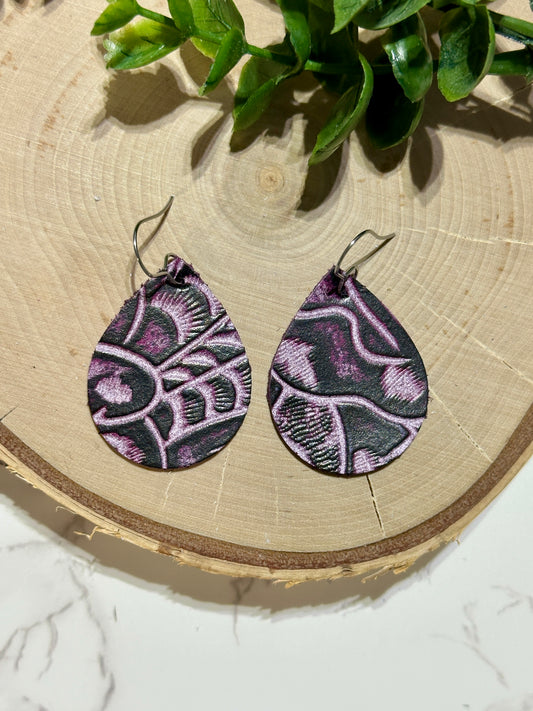 Small Teardrop Earrings - Western Purple