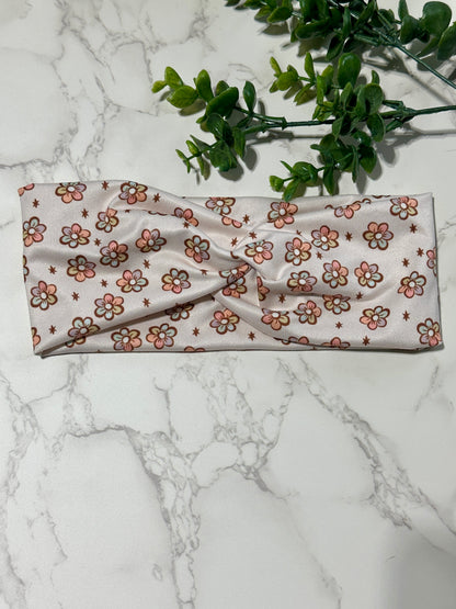 Muted Pastel Flowers Twist Headband