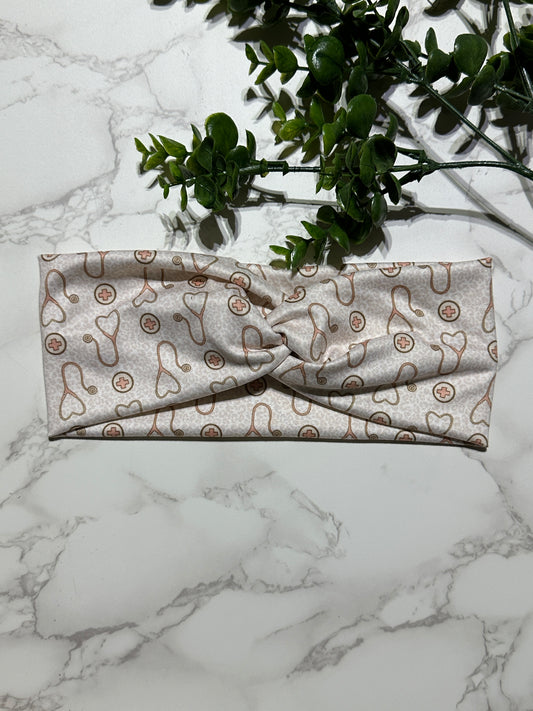 Boho Leopard Stethoscope Twist Headband