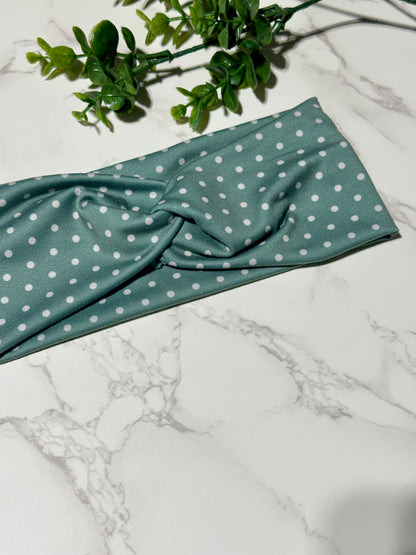 Teal Polka Dots Twist Headband