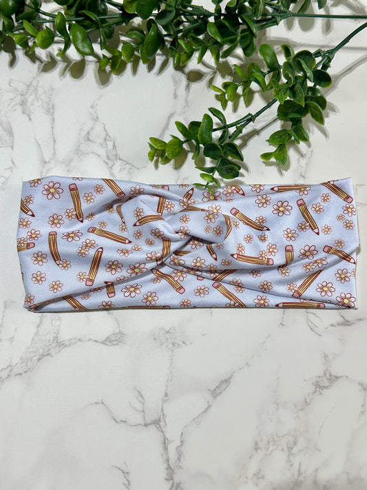 Back to School Twist Headband - Pencils