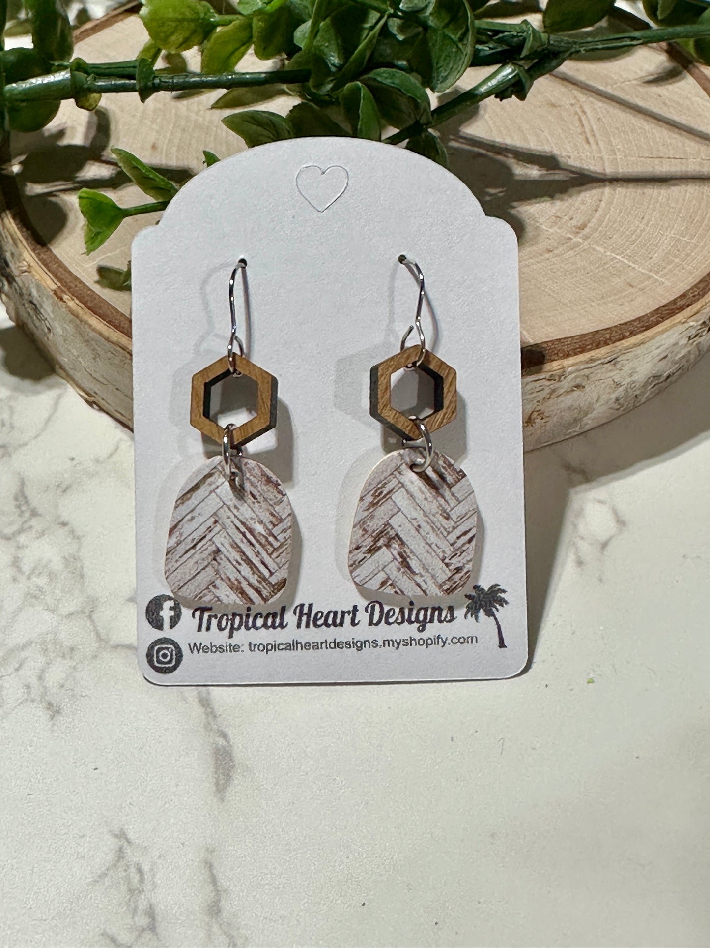 Mini Closed Arch/Connector Earrings - Weathered Wood
