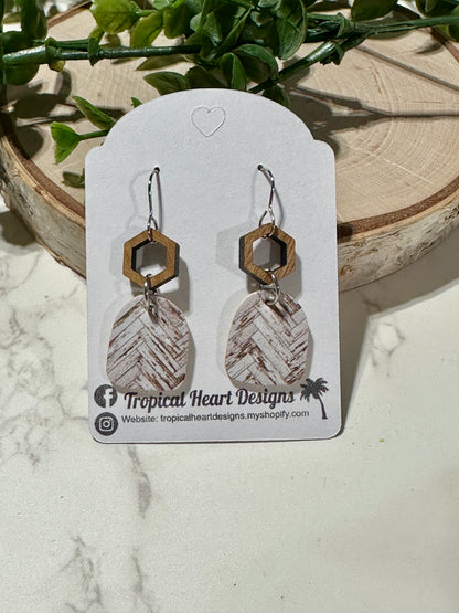 Mini Closed Arch/Connector Earrings - Weathered Wood