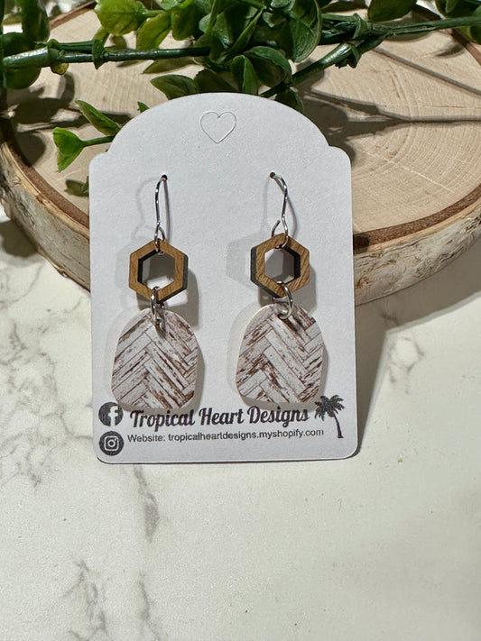 Mini Closed Arch/Connector Earrings - Weathered Wood