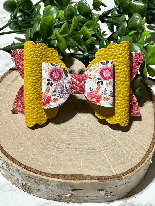 Fall Mustard/Orange Floral Hairbow