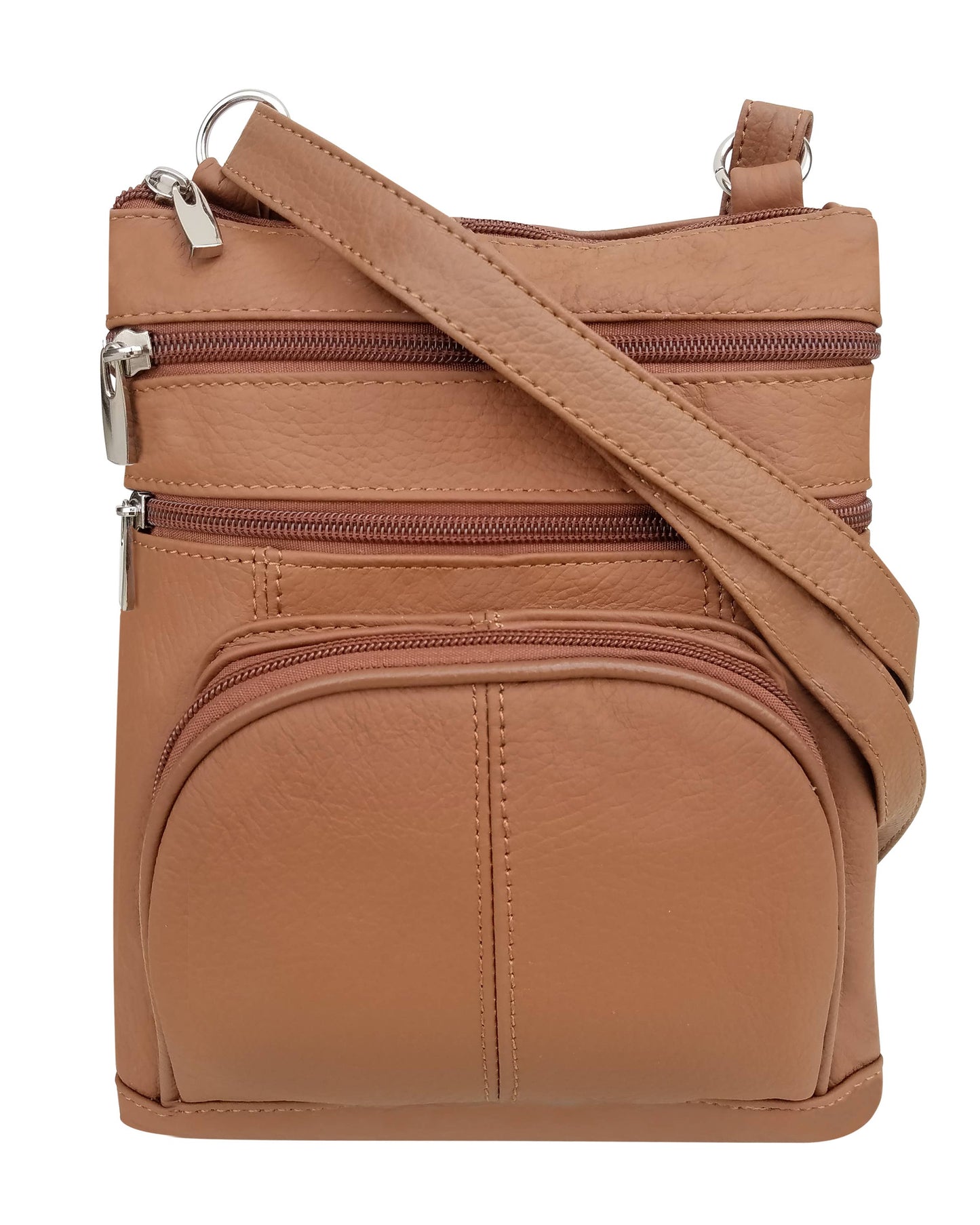 Genuine cowhide leather crossbody with phone pocket