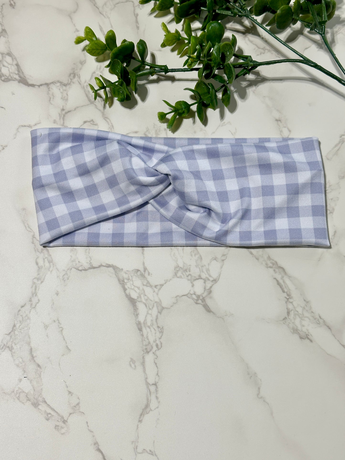 Checkered/Gingham Twist Headband - Lavender