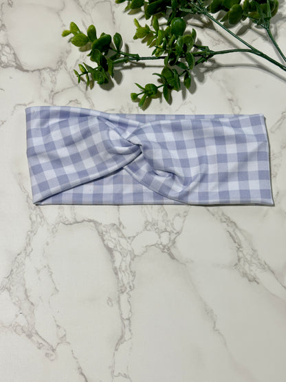 Checkered/Gingham Twist Headband - Lavender