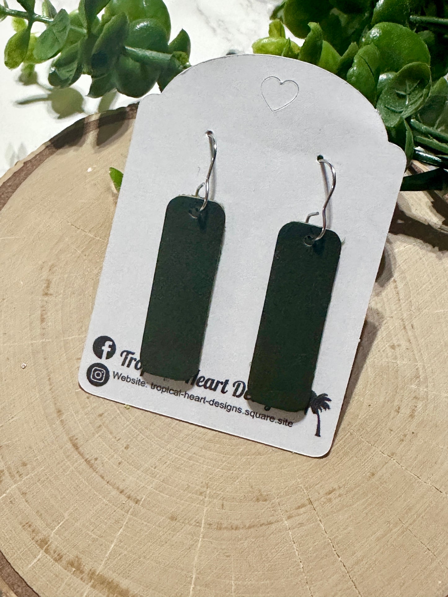 Mini Bar Earrings - Olive Green