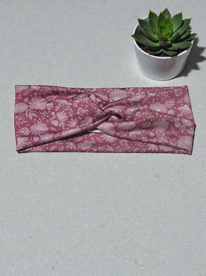 Raspberry Floral Twist Headband