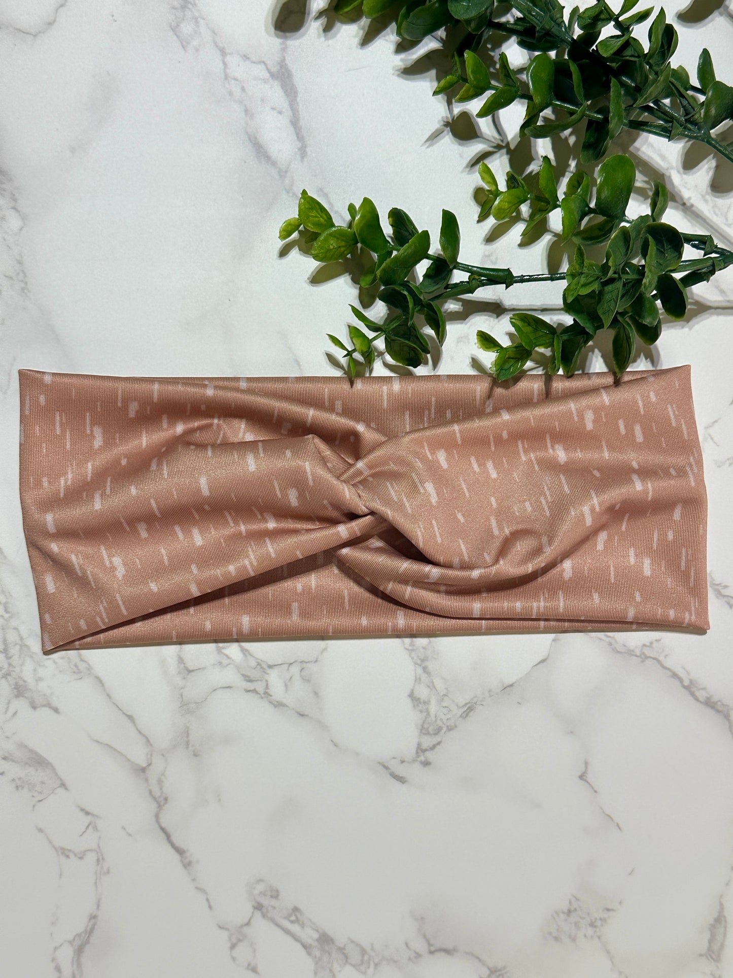 White Dashes on Terracotta Twist Headband