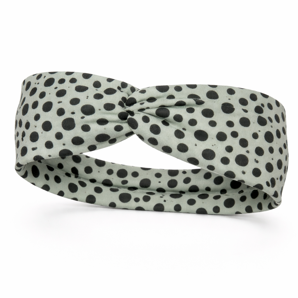 Black Dots on Dark Mint Twist Headband