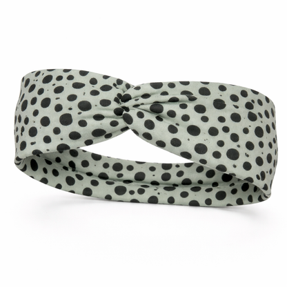 Black Dots on Dark Mint Twist Headband
