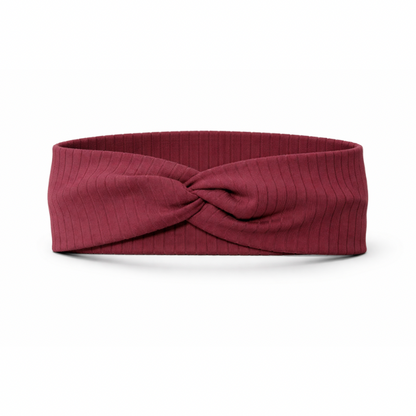 Solid Dark Burgundy Ribbed Twist Headband