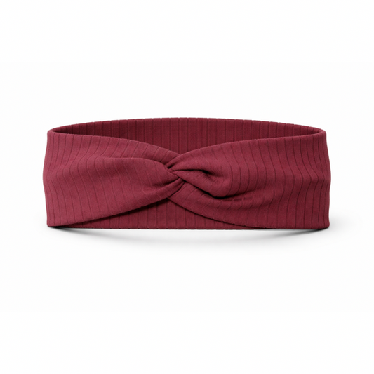 Solid Dark Burgundy Ribbed Twist Headband