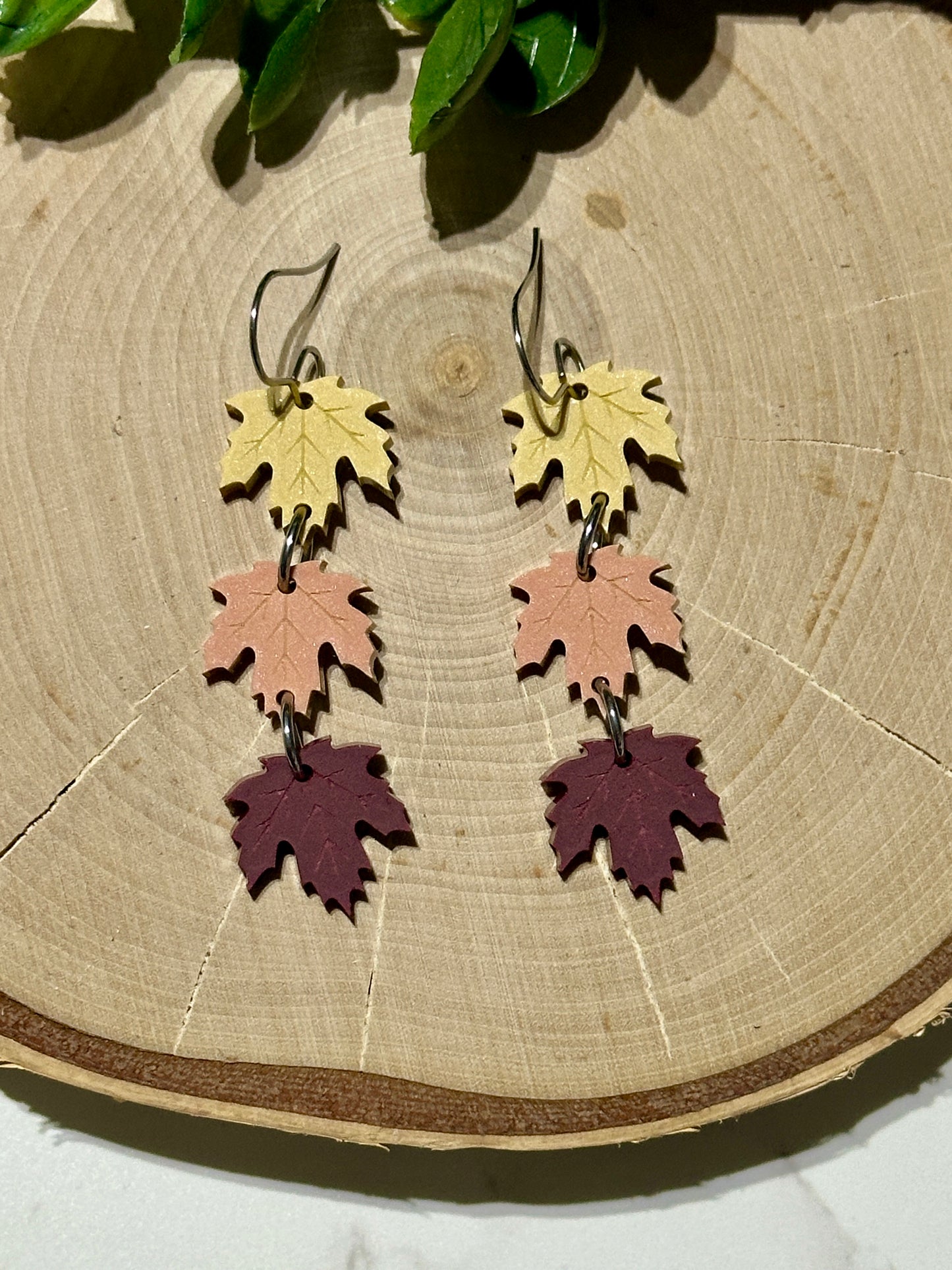 Triple Layer Fall Leaves Acrylic Earrings