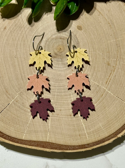 Triple Layer Fall Leaves Acrylic Earrings