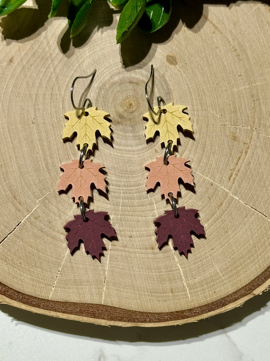 Triple Layer Fall Leaves Acrylic Earrings