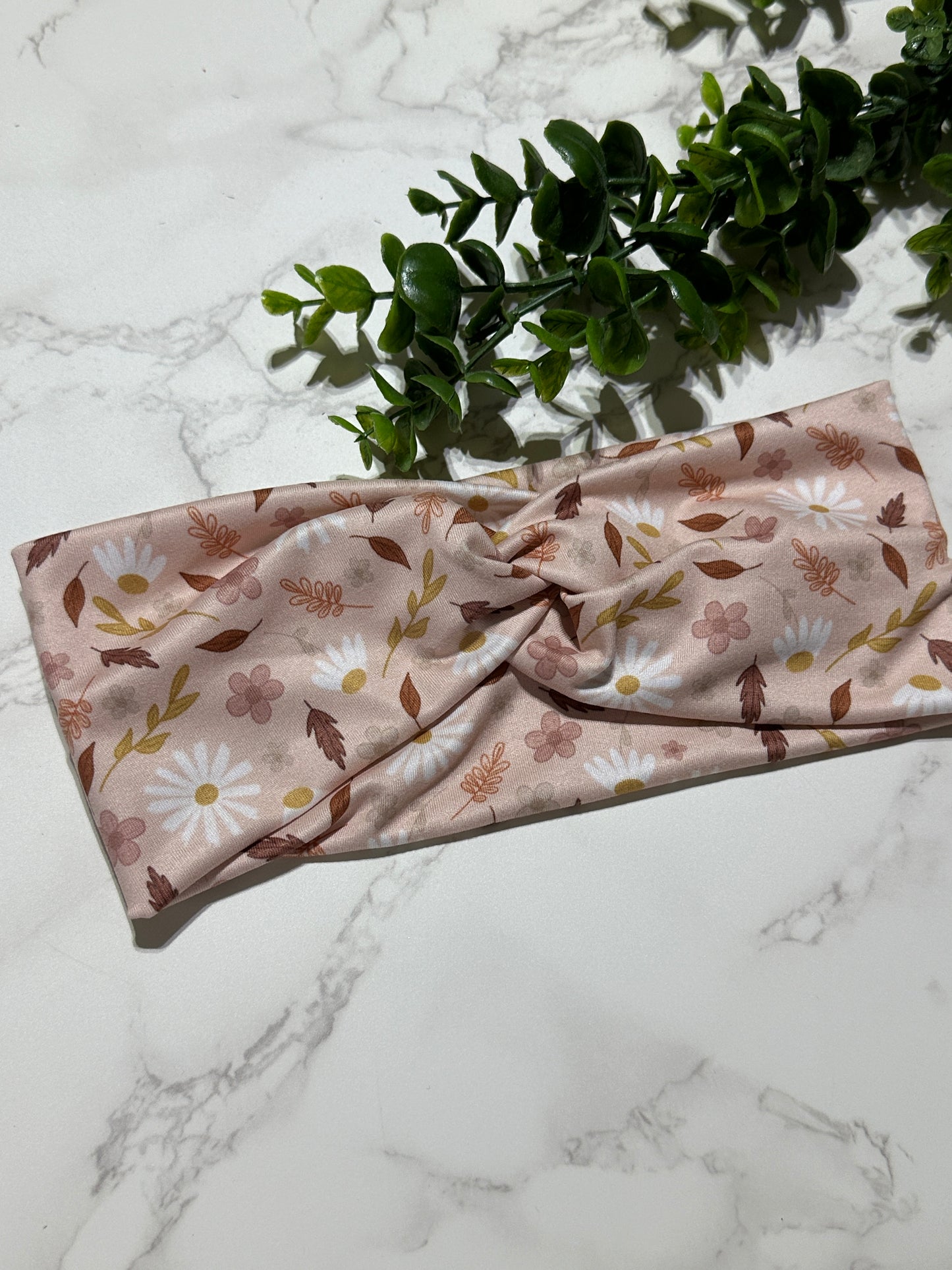 Fall Leaves/Daisies Twist Headband