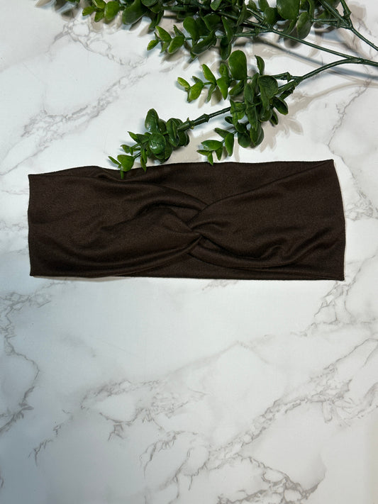 Solid Chocolate Brown Twist Headband