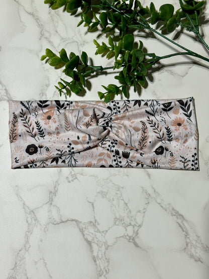 Neutral Brown/Black Botanical Twist Headband