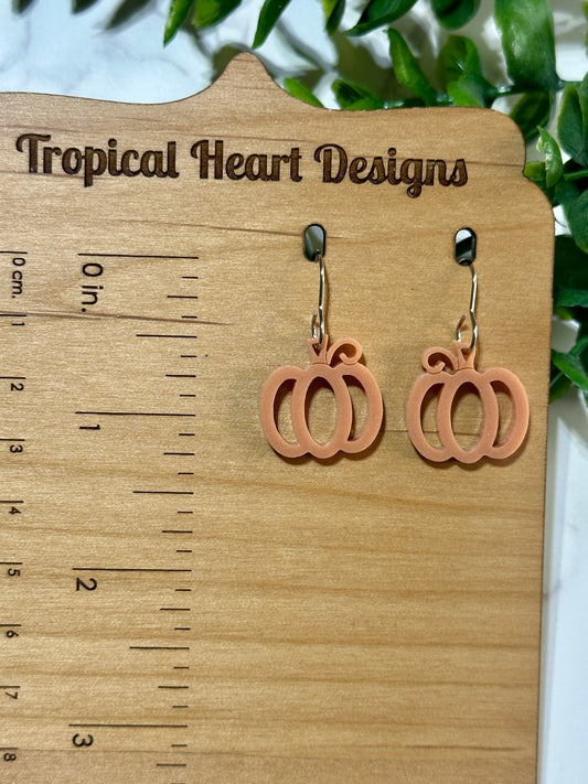 Small Matte Orange Acrylic Pumpkin Earrings