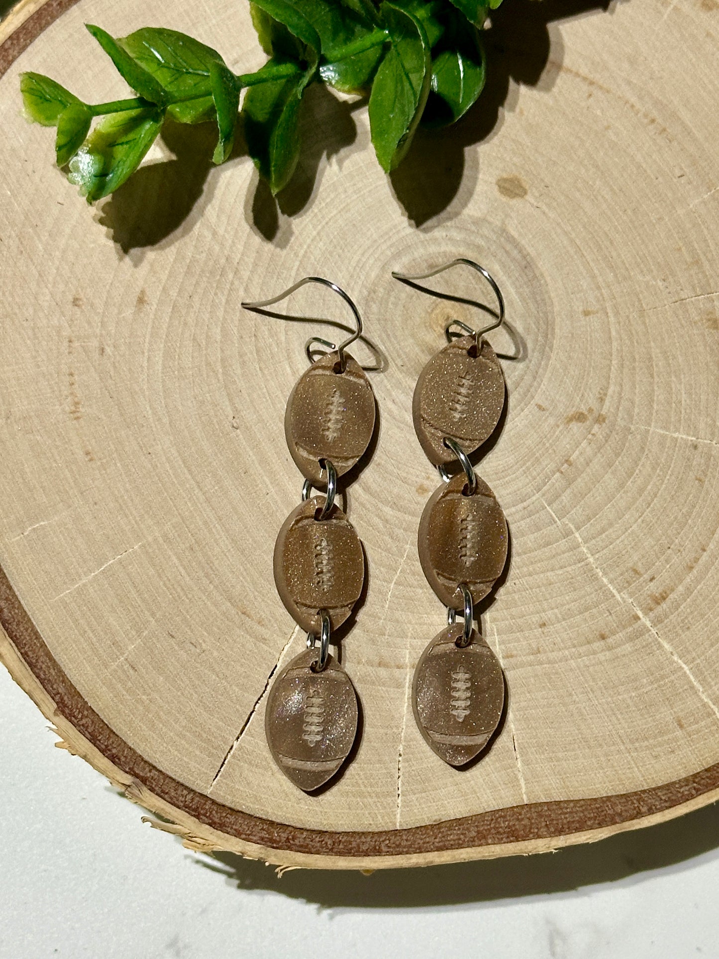 Triple Layer Football Acrylic Earrings