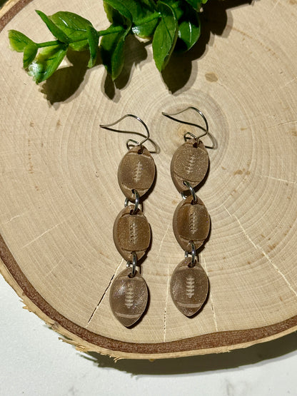 Triple Layer Football Acrylic Earrings