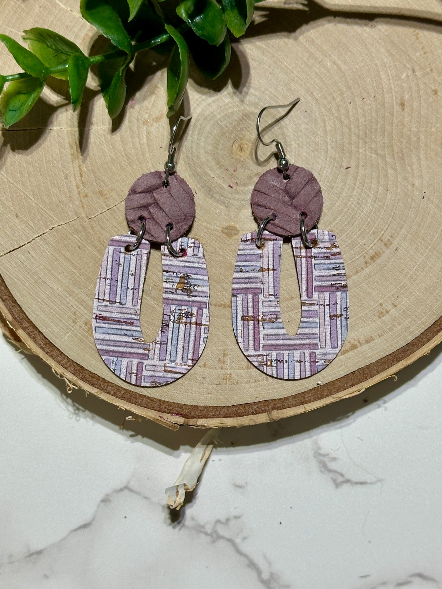 “U” Earrings - Purple Geometric