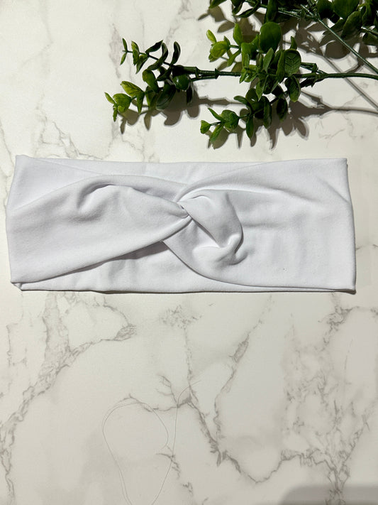 Solid White twist headband