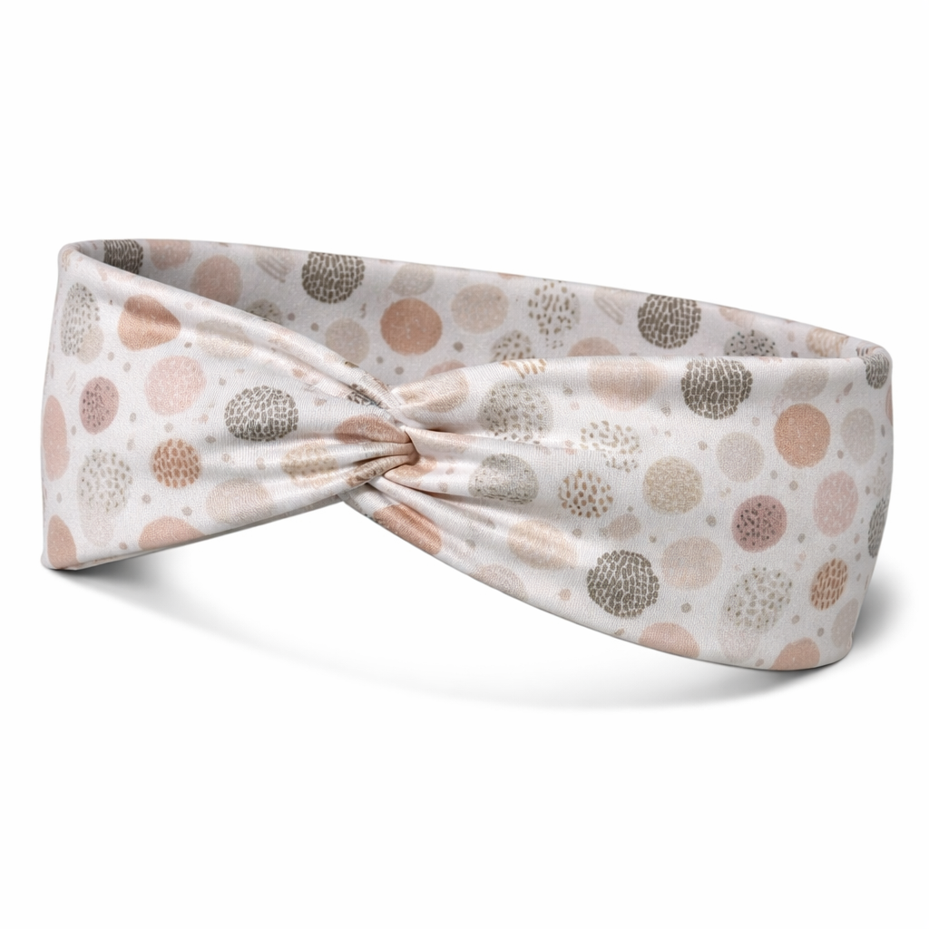 Neutral Peachy Abstract Circles Twist Headband