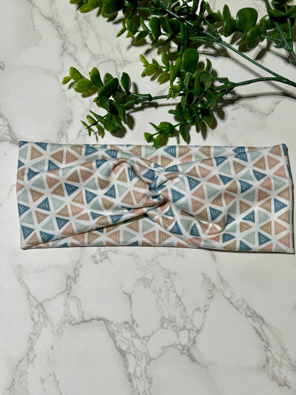 Muted Boho Triangles Twist Headband