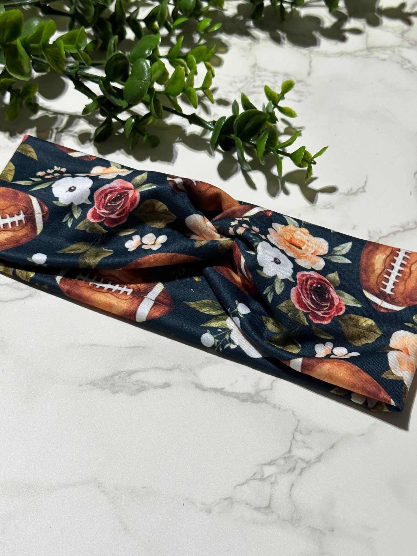 Football Floral Twist Headband